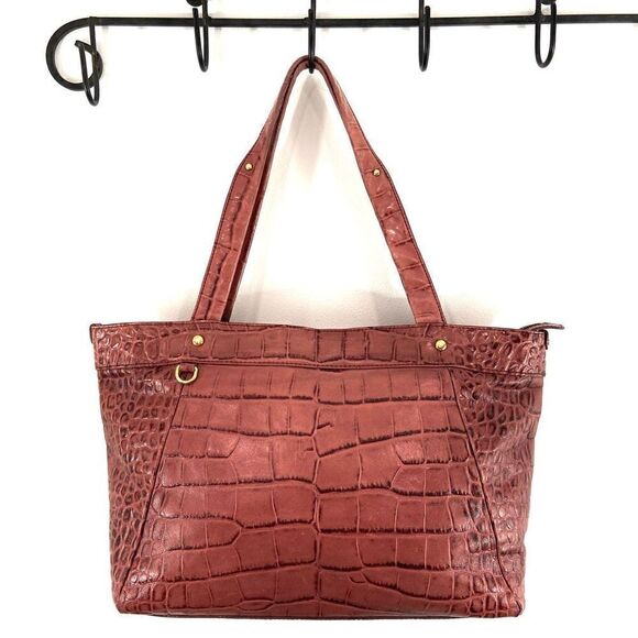 Lauren Ralph Lauren Red Croc-Embossed Tote - Picture 2 of 15